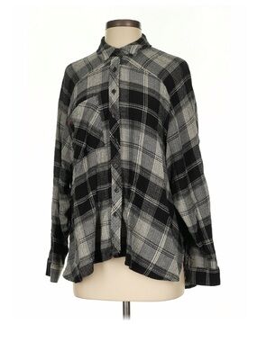 BDG Black and White Plaid Shirt Oversized Flannel